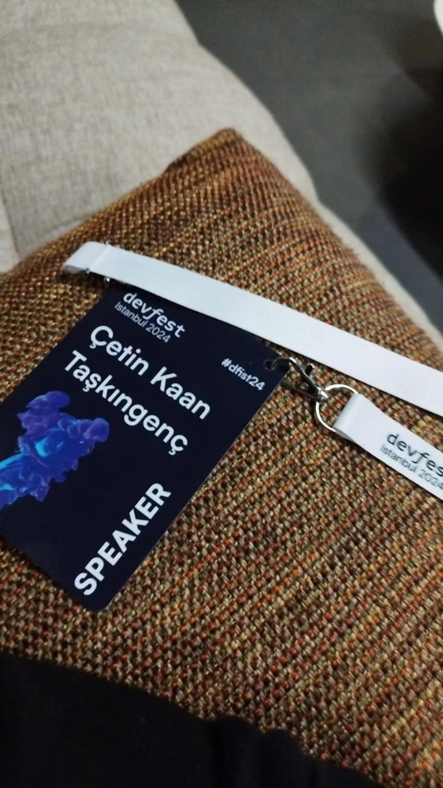 Photo of my Devfest Istanbul 2024 Badge